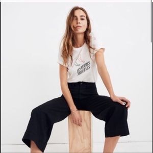Madewell Emmett Wide-Leg Crop Black Pants J8975 Sz 26 Tall
